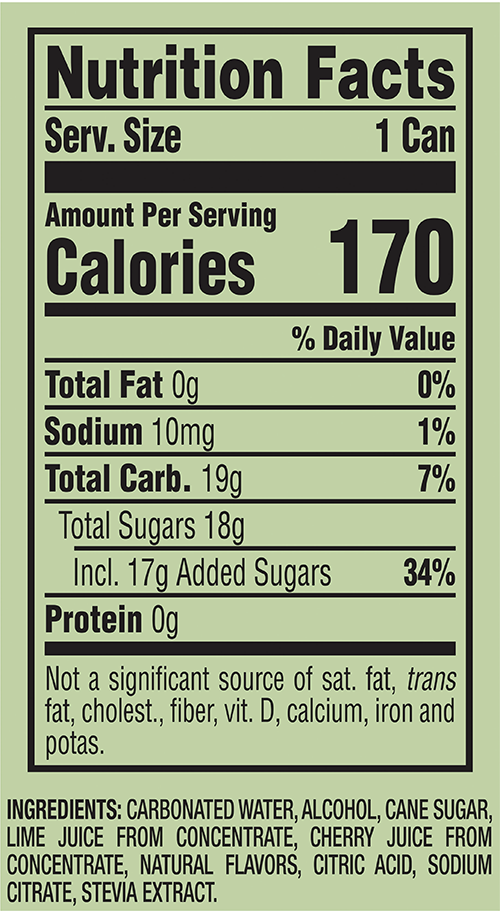 nutrition facts 12oz