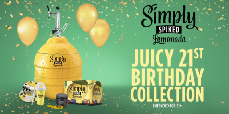 Simply Spiked gear items and its says Juicy 21st Birthday Collection